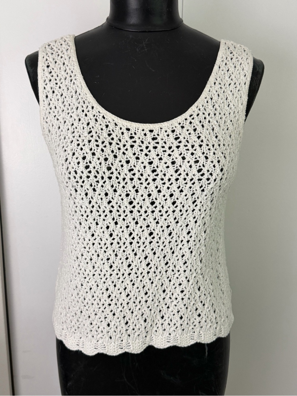 Women’s Cream Crochet Knit Tank Top